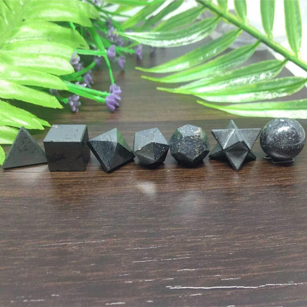 7pcs Hematite Platonic Solids Sacred Meditation Crystal Geometric Set  Jewelry Making