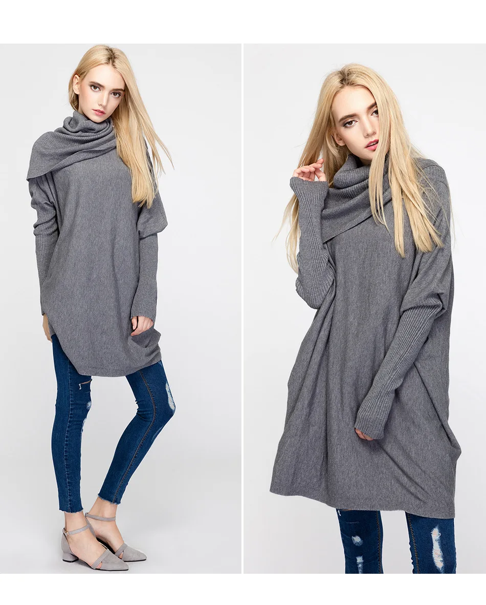 Loose turtleneck bat cardigan long sleeved sweater Pullover Sweater Womens winter sweater (7)