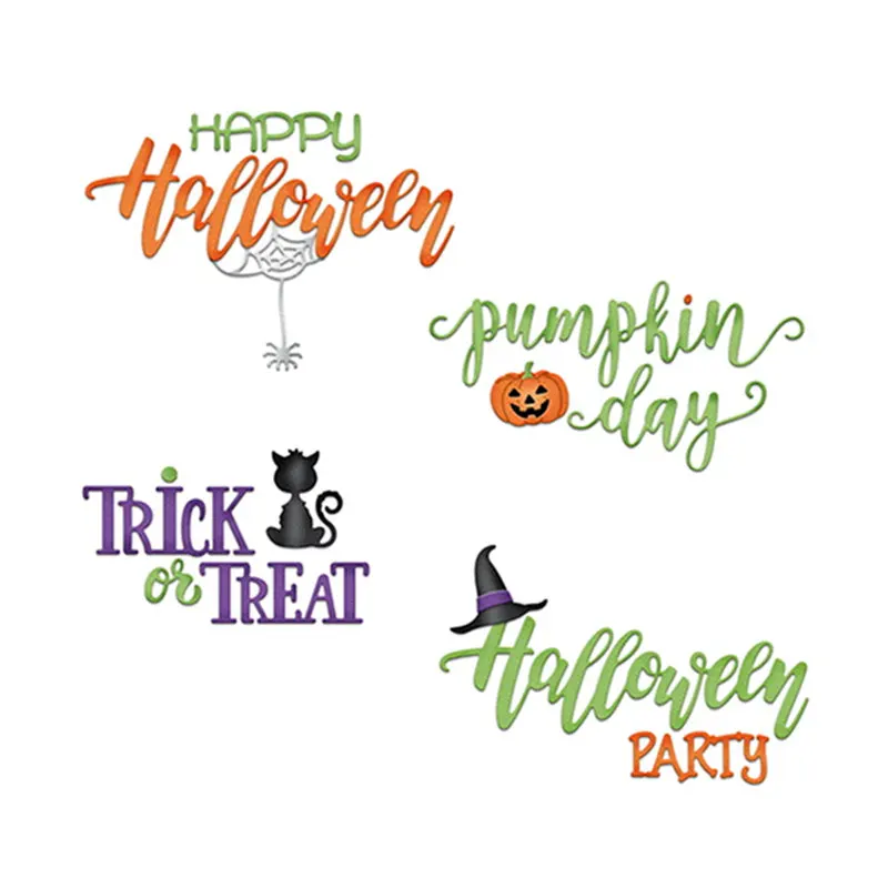

Halloween happy word Metal Cutting Dies Scrapbooking Die Cuts DIY Paper Cards Photo Album Making Decoration Embossing Craft Dies