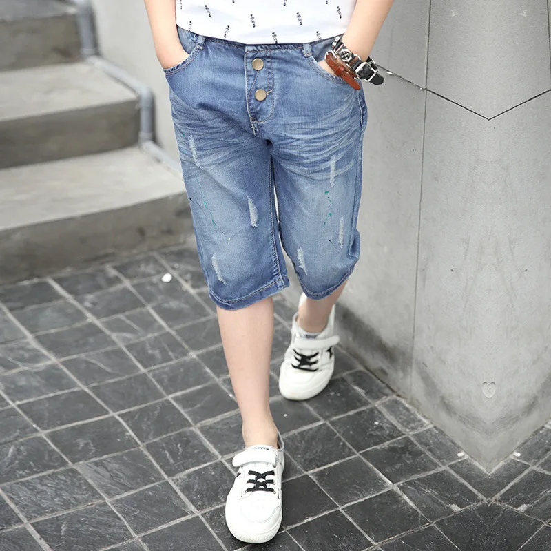 

Ripped Jeans For Kids Teenagers Boy Pant 5 6 7 8 9 10 11 12 13 14 15t  Boys Summer Denim Shorts 2017  Jet Print Children Jeans