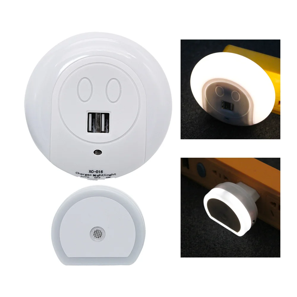 Newest LED Night Light With 2 USB Port Charger For Mobile Phone Light