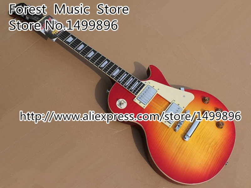 

Wholesale & Retail Cherry Sunburst Tiger Flame Suneye Electric Guitar China OEM Lefty Custom Available