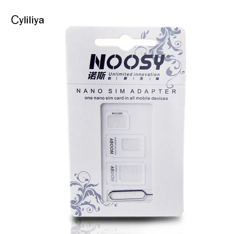 Cyliliya Noosy Nano адаптер для сим-карты 4 в 1 адаптер Micro-SIM с извлекающим контактным ключом Розничная упаковка для iPhone 5/5s 500 комплектов(2000 шт