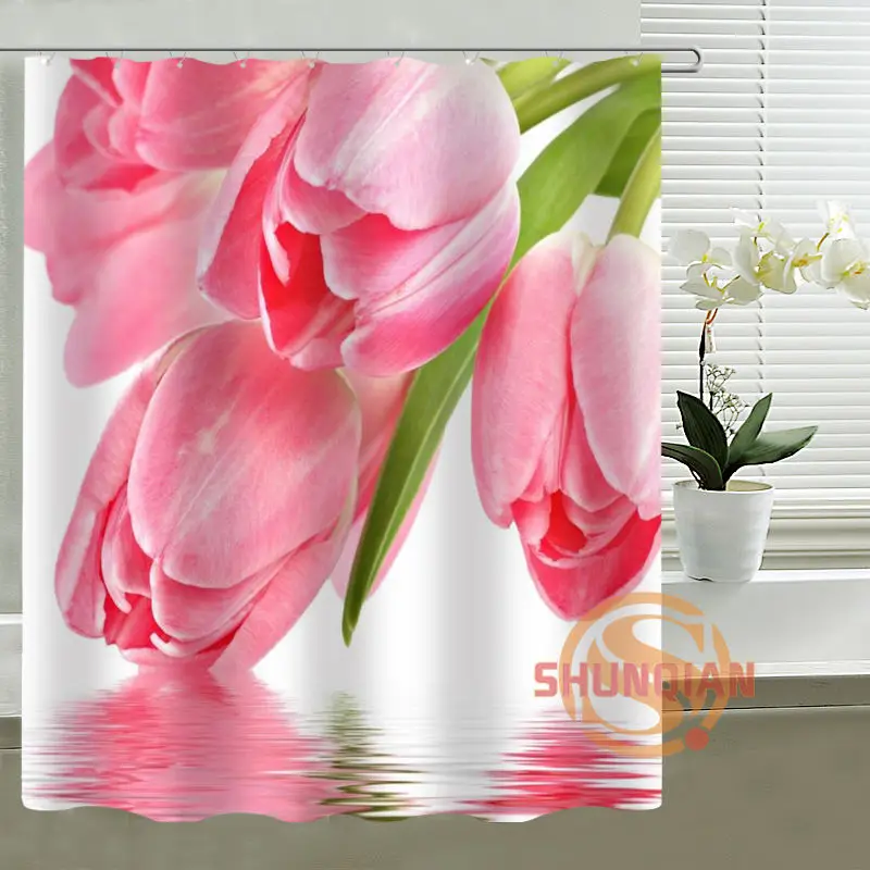 

Custom Shower Curtain tulip Bath curtain Waterproof polyester Fabric Shower Curtain For Bathroom