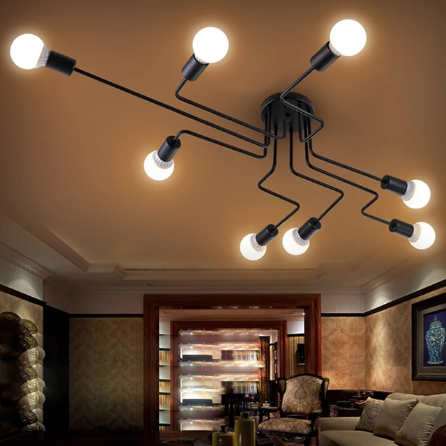 Creative Ceiling Lights 8 Heads Black Iron Lamp Creative Ceiling Lights 8 Heads Black Iron Lamp Room Decor Cafe Bar Restaurant