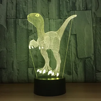 

Wholesale Dinosaurs 3d Small Night Lights Creative Smart Home Decoration Lights Led Lovely 7 color change 3D Lamp