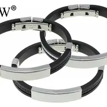 YYW модный Панк мужской ювелирный браслет браслеты браслет из нержавеющей стали идентификационные бирки наручный браслет черные силиконовые браслеты