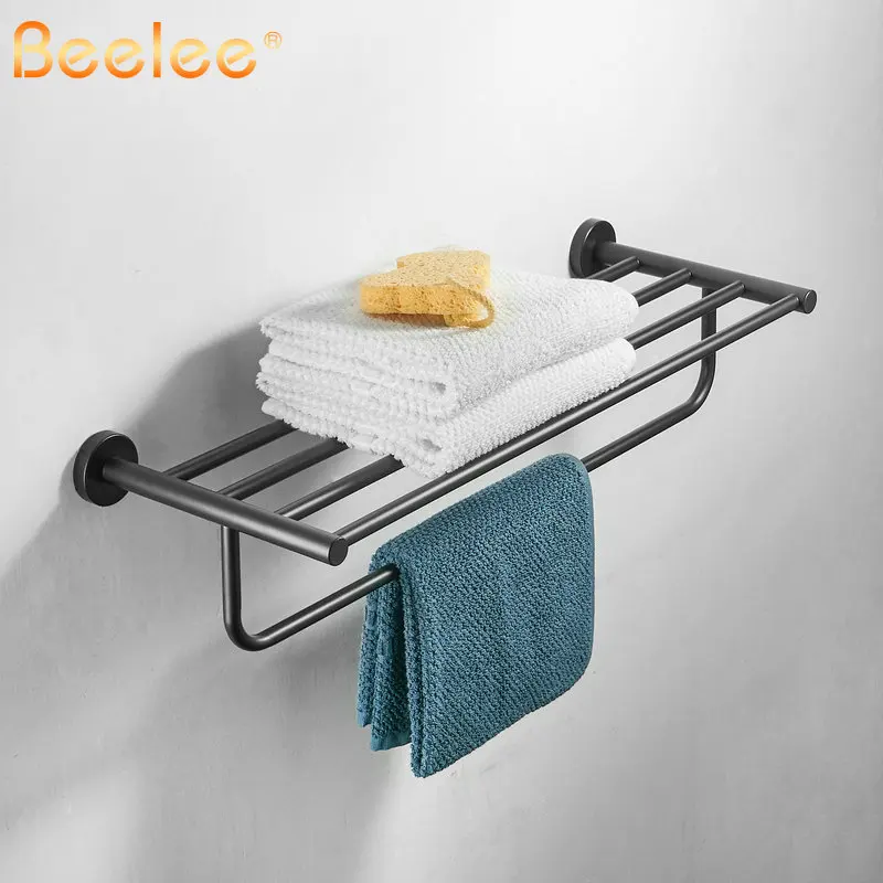 

Towel Rack Black Stainless Steel Bathroom Towel Shelf Bath Bathroom Rack Bathroom Towel Holder Black Double Towel Shelf