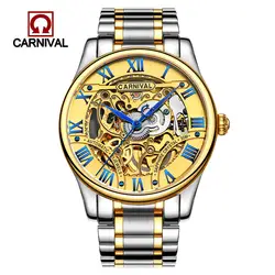 Швейцария карнавал мужские часы Элитный бренд механические Wristwatche часы мужской водостойкий reloj hom скелет часы сапфир 2