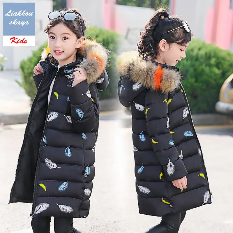 Liakhouskaya/ г. Детская зимняя хлопковая теплая куртка длинная куртка на подкладке из хлопка парка для девочек, яркие толстовки Одежда для подростков