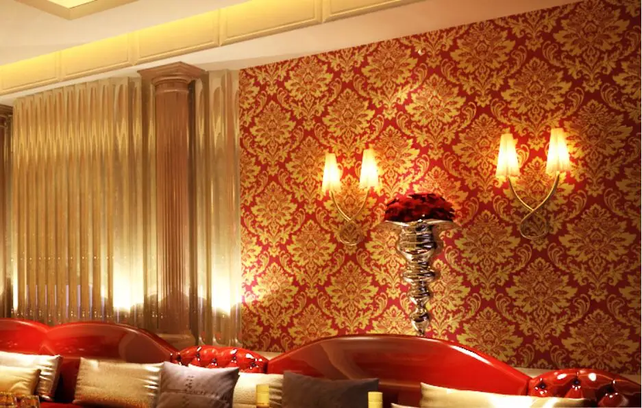 Beibehang современные роскошные красные золотые обои bucolic ПВХ водонепроницаемый фон обои Объемные обои рулон бумаги papel де parede 3D
