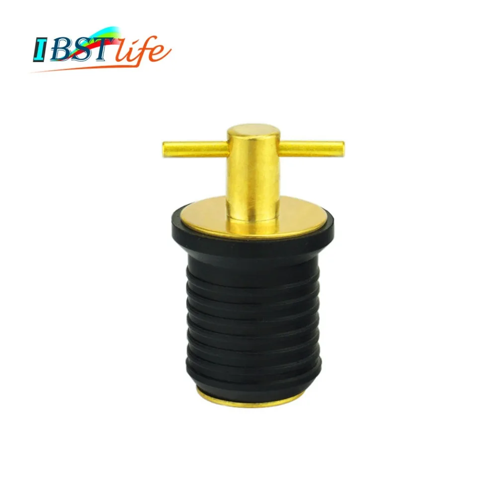 

IBST LIFE Rubber Brass T-Handle TWIST-IN Hull Livewell Boat Drain Plug Boat bilge transom seawall baitwell