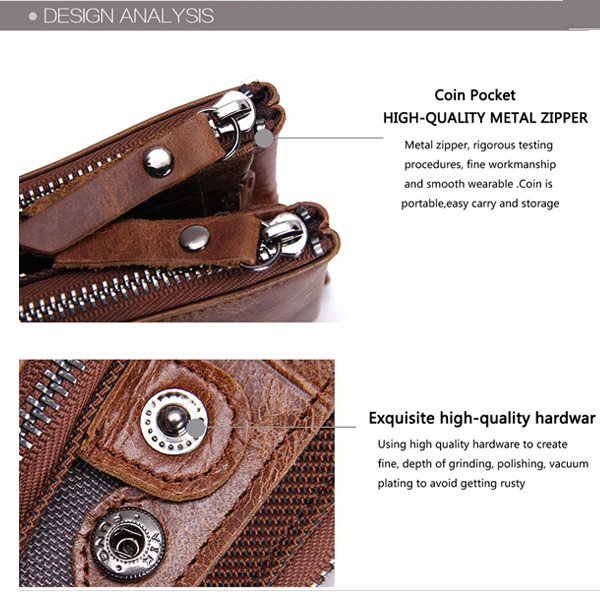 Men Genuine Leather Cowhide Men Vintage Short Wallet