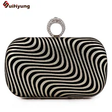 Neue frauen Bankett Kupplung Geometrische Streifen Diamant Ringe Abendtaschen Hochzeit Abendessen Handtasche Kette Umhängetasche