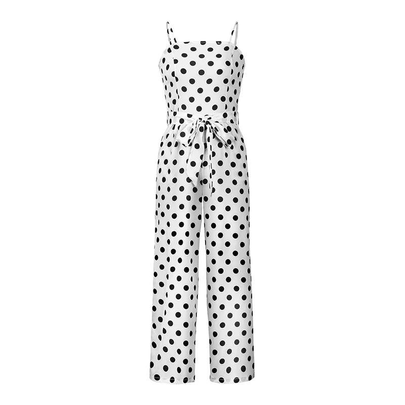 YOK's Women Fashion Jumpsuits Summer Sleeveless T-shirt Wave Spot Printing Jumpsuits Black White Dot Women's Jumpsuits DN172