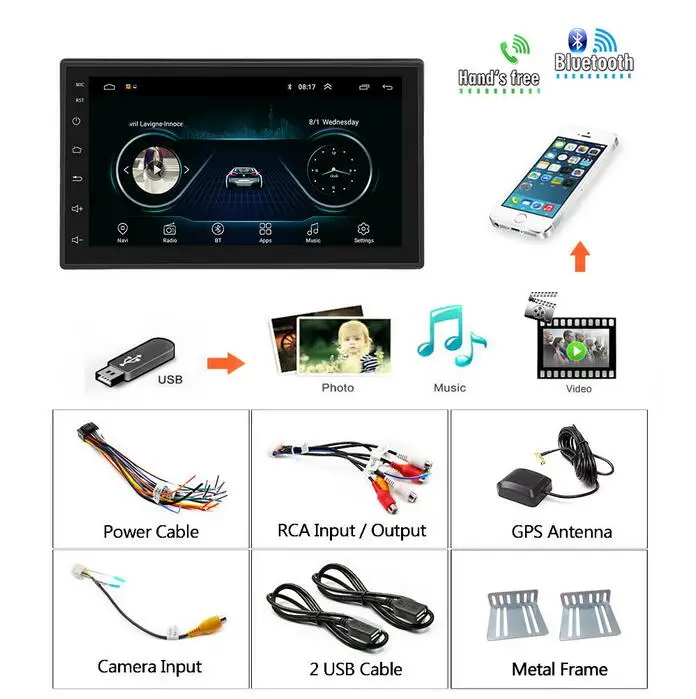 Podofo 2din автомобильный Радио Android мультимедийный плеер GPS Navi 2 DIN Авторадио для Volkswagen