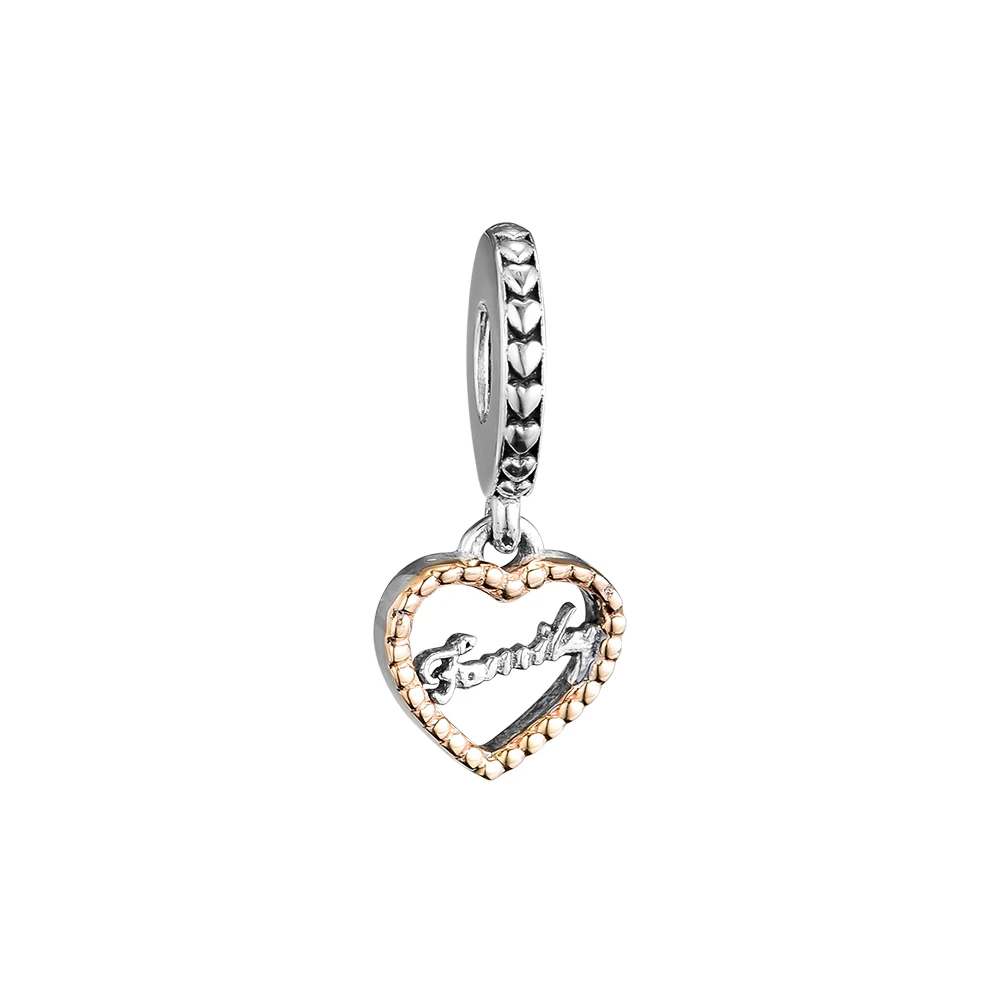 

CKK 925 Sterling Silver Jewelry 14K Gold Loving Family Fashion Charms Beads Fits Original Bracelets & Necklaces