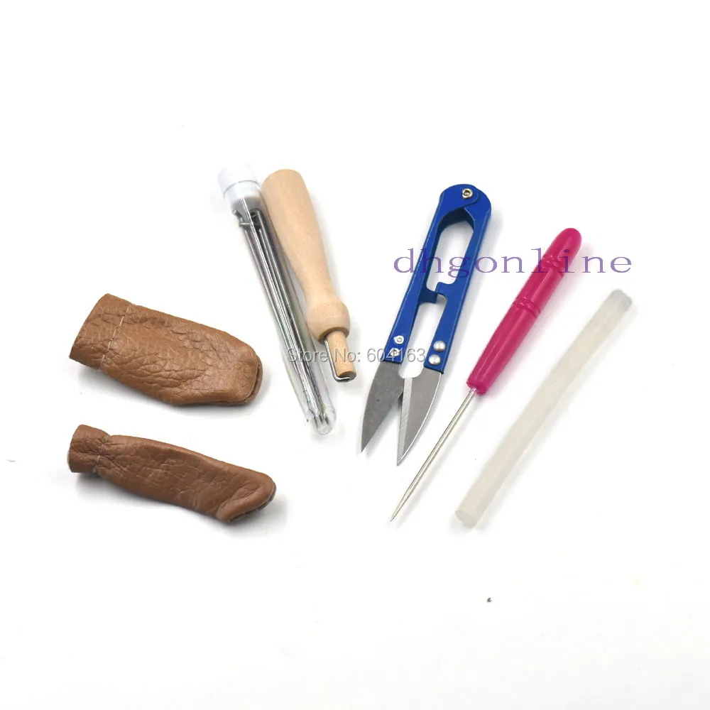 

One Box Sewing Tools Felting Needles Awl Scissor Finger Cot Glue Wooden Handle