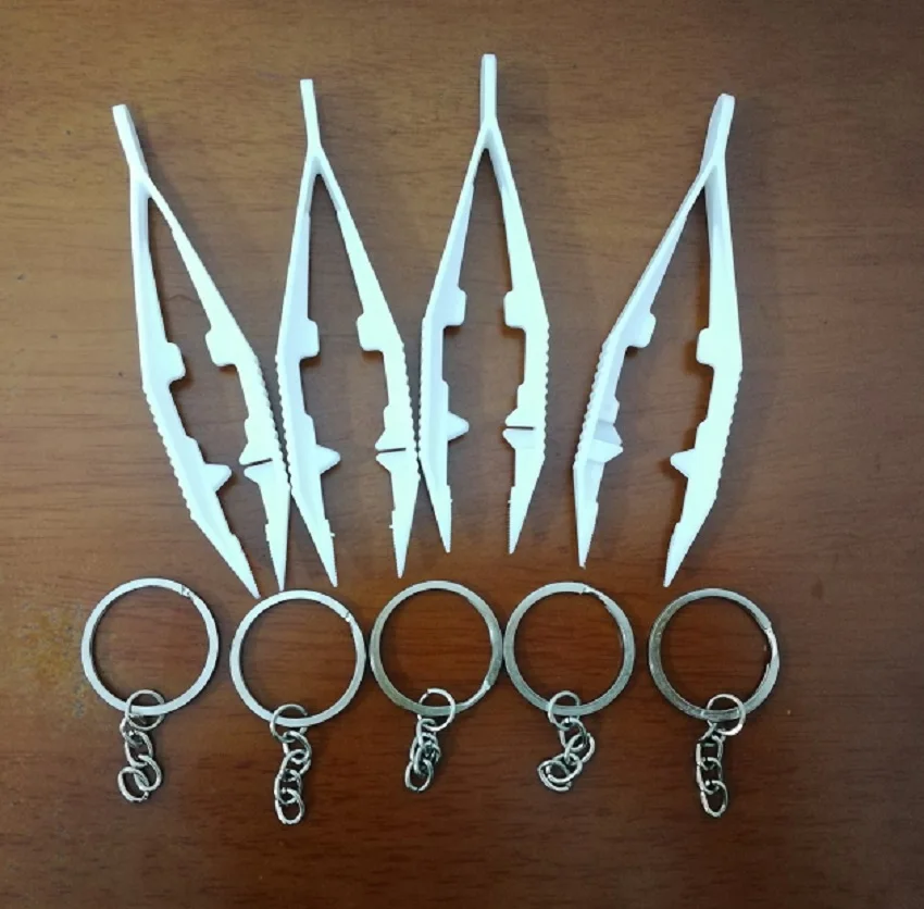 4pcs Tweezers and 5pcs Keychain DIY Puzzle Tool For 5mm 2.6mm Hama Perler Beads
