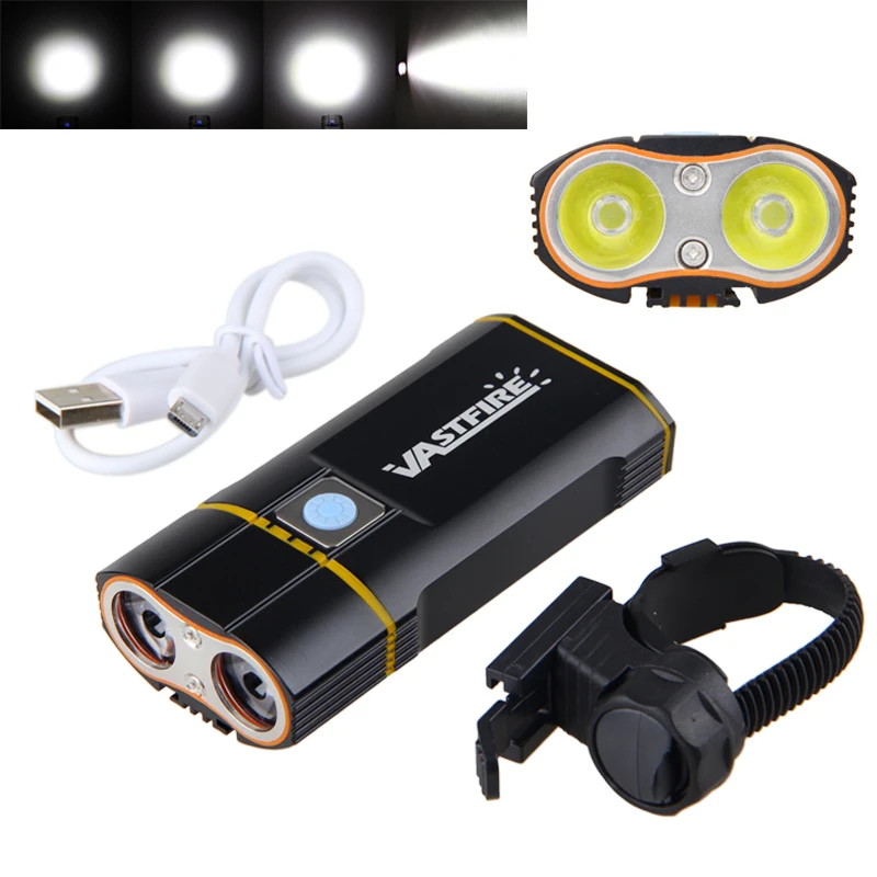 Flash Deal USB Rechargeable Handlebar Headlight 6000LM Front Bike Light 2X XM-L2 LED Lamp Built-in 6000mAh Battery for Cycling 15