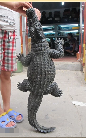 

free 32"China lifelike Bronze ocean Chordata Bronze carvings crocodile cayman Statue fast