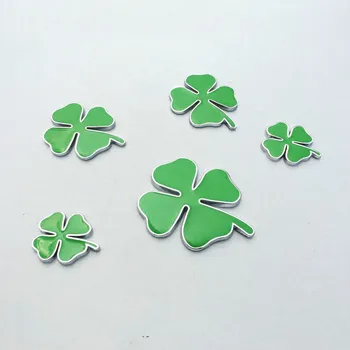 

1 PCS 3D Metal Green Clover Day Badge Four Leaf Clover Chrome Emblem Car Sticker Love Healty Lucky Symbol Car Styling