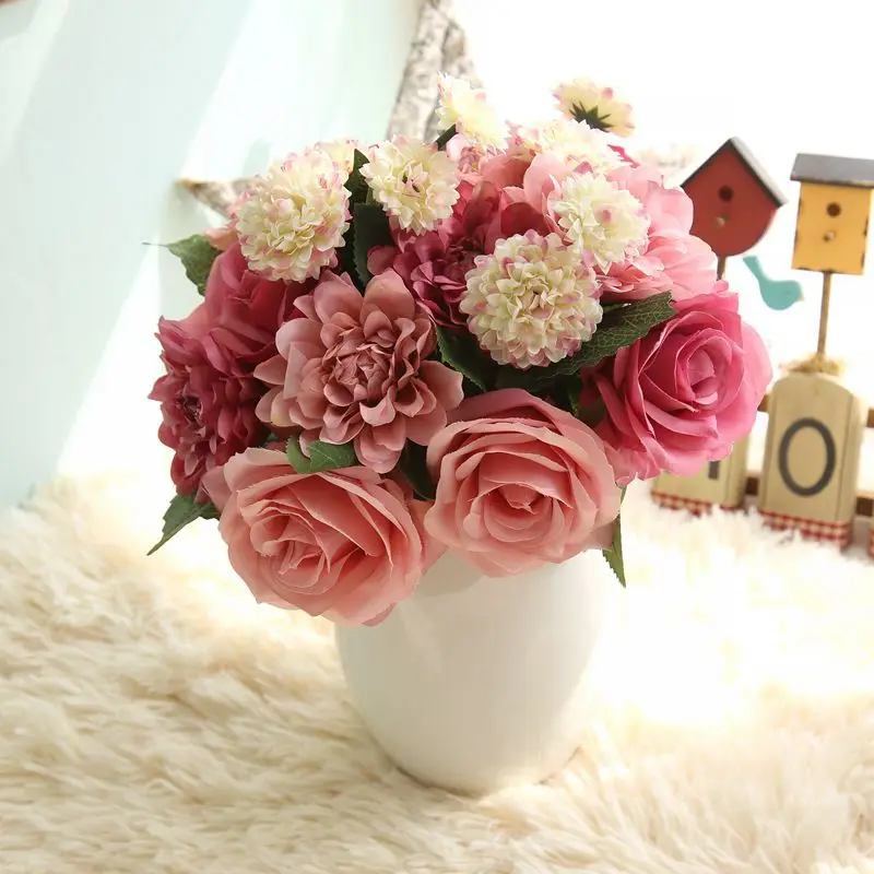 Us 3 91 36 Off Wedding Supplies Silk Flower Bouquet Roses Dahlias Artificial Flowers Fake Bridal Room Bouquets Home Party Decorations In Us 3 91 36 Off Wedding Supplies Silk Flower Bouquet Roses Dahlias Artificial Flowers Fake Bridal Room Bouquets Home Party Decorations In