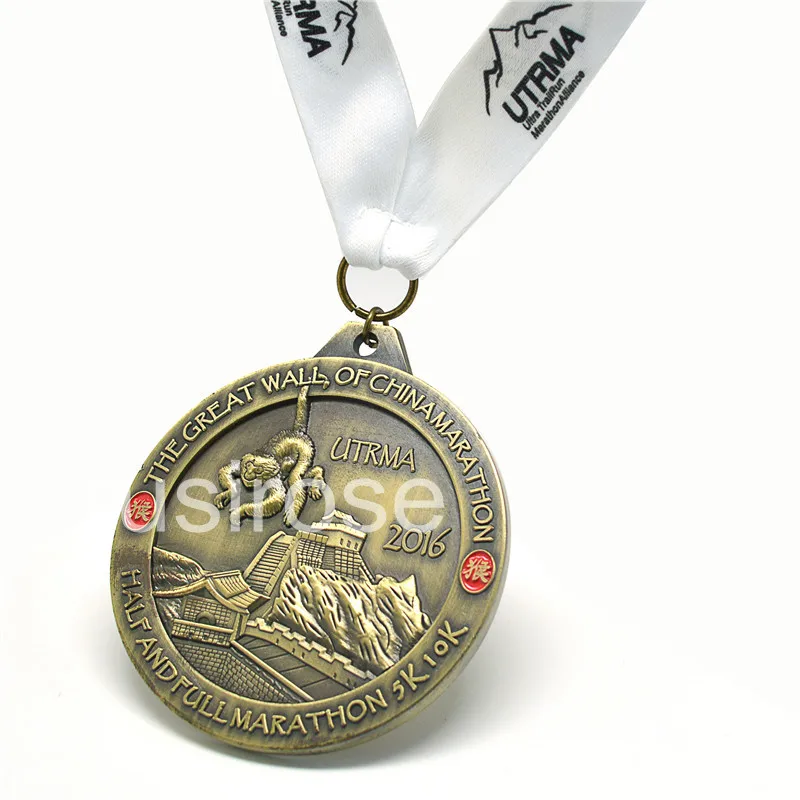 

2016 New medal marathon Great Wall Cup commemorative medals custom-made, zodiac medals, with white ribbons