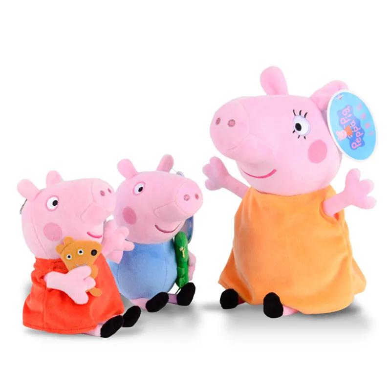 Peppa Pig Джордж Семья Мягкие плюшевые игрушки 19/30 см семейство розовых свиней партия игрушек для девочек подарки животных плюшевые игрушки 4