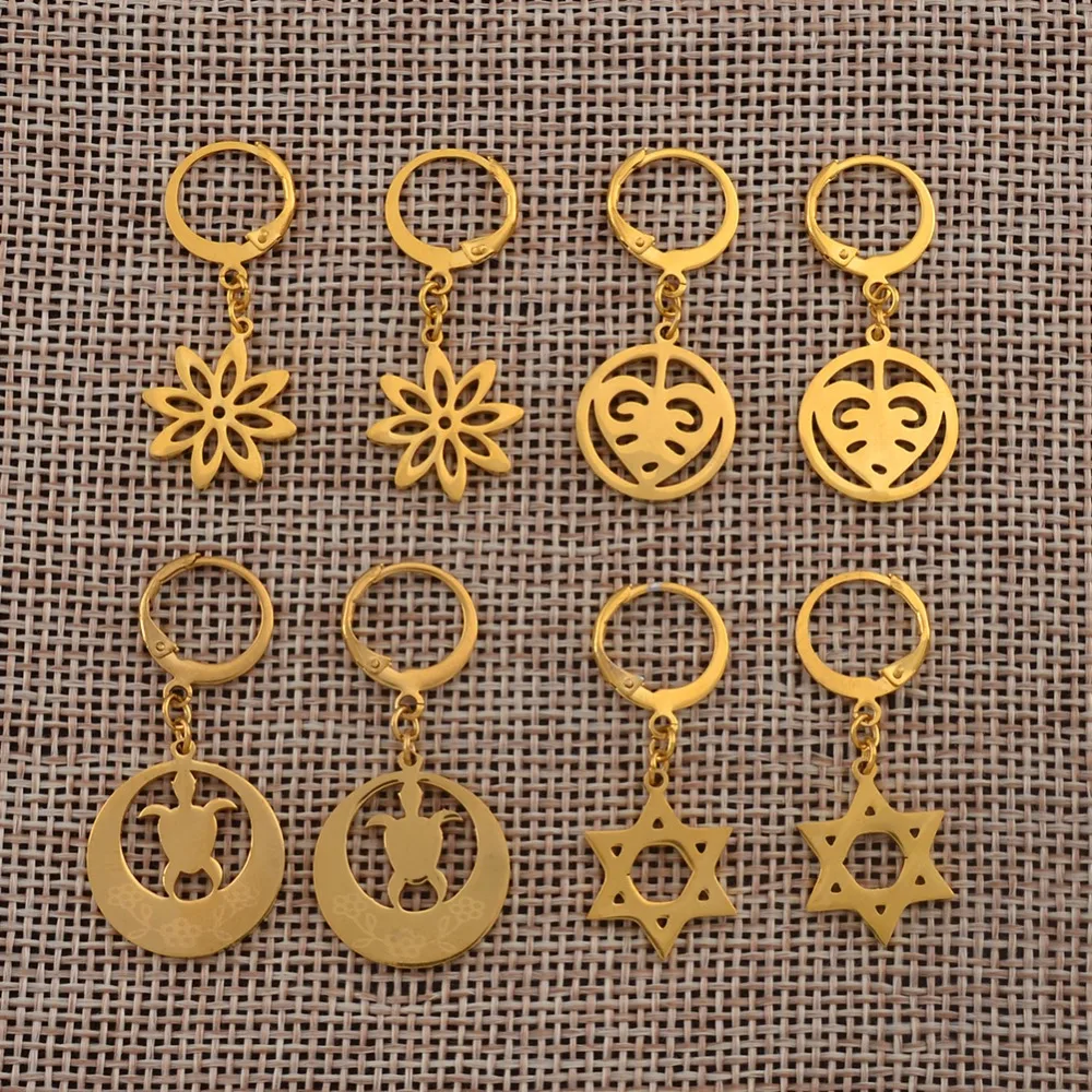 

Island Style Stainless Steel Kiribati Earrings for Girls Kids Small Tortoise Flower Star Earring Jewelry Gifts #J0414