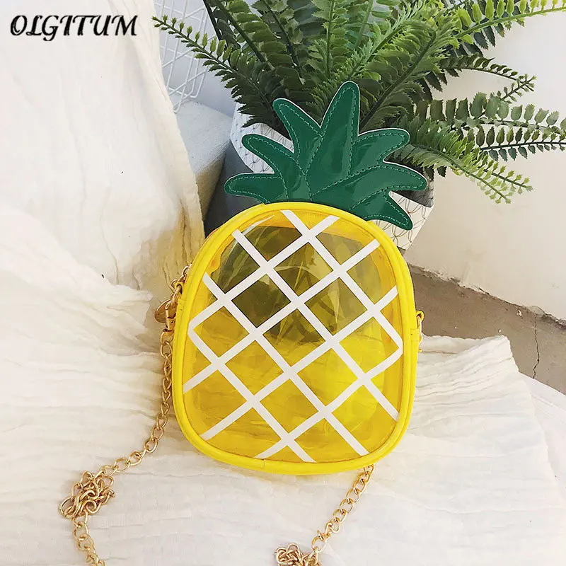 

New Wild Bright Color Women Jelly Bag Cute Pineapple Appearance Design Shoulder Bag Vitality Girl Casual Crossbody Bag Purse Hot