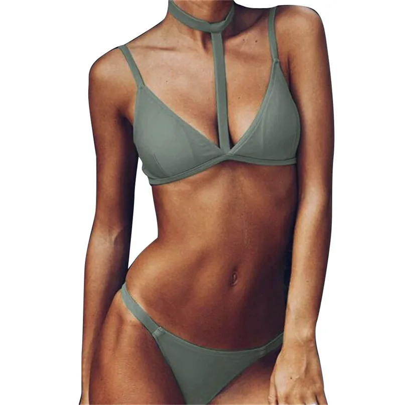 New Sexy Wire Free Bikinis Set Neck Strap Women Swimwear Swimsuit Push Up Bikini Set Beach Bathing Suits Swim Wear #J20#F (6)