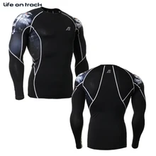 Жизнь на трек Мужской сжатия Костюмы Фитнес Футбол Баскетбол Удобная футболка Многофункциональный Базовая рубашка с длинными рукавами