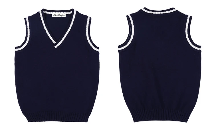 ActhInK/ пуловер для мальчиков, жилет брендовый шерстяной жилет с v-образным вырезом для школьниц, свитер для девочек, детский вязаный свитер на осень-зиму C322