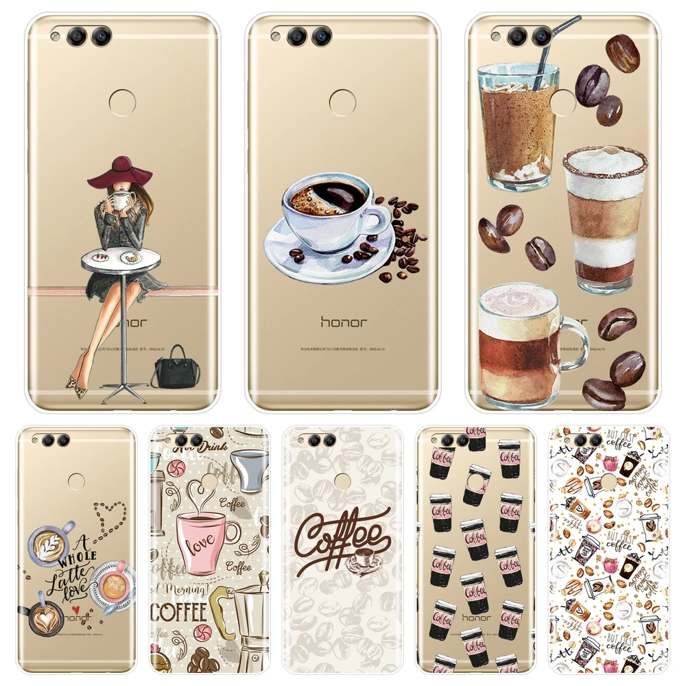 

Back Cover For Huawei Honor 8X MAX 10 9 8 7 7S 7X 7A 7C Pro Soft Silicone Coffee Phone Case For Huawei Honor 7 8 9 10 Lite Case
