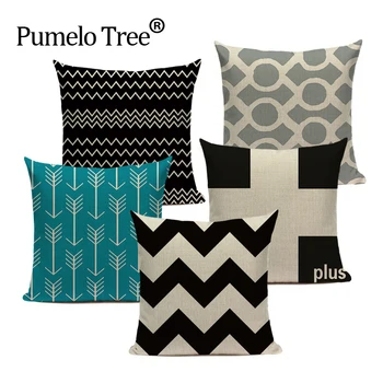 

Europe Simplism Style Printed Cushion Cover Black And White Cotton Linen Throw Pillow Case Decorative Pillow Cover Home Sofa Car