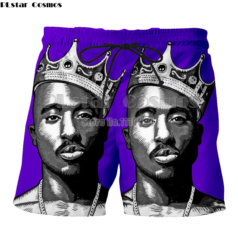 PLstar Cosmos Hip Hop shorts men women 3d print Rap singer 2PAC Tupac 3d shorts breathable short pants summer