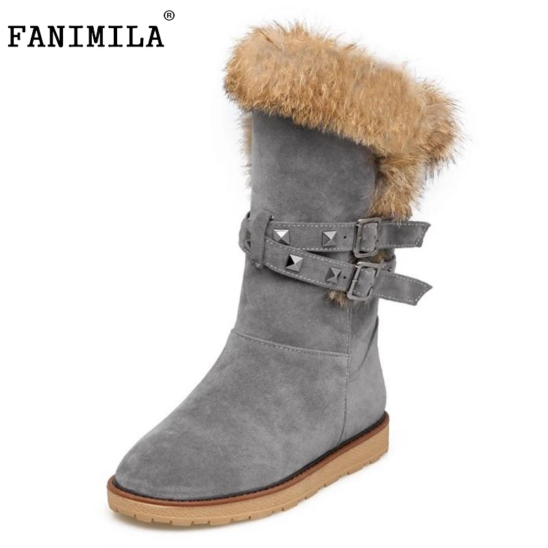 

Women Winter Snow Boot Russia New Female Thick Plush Round Toe Half Short Boots Fashion Buckle Strap Shoes Woman Size 34-39