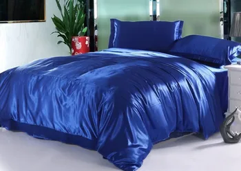 

7pcs Silk Royal blue bedding set satin sheets California king queen full twin size duvet cover bed sheet quilt bedspread linen