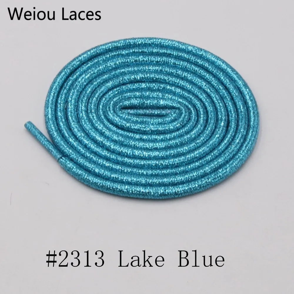 Weiou Потрясающие перламутровые закругленные блестящие шнурки для обуви золотистые цветные шнурки для обуви Белые Перламутровые шнурки для спортивной парусиновой обуви - Цвет: 2313	Lake Blue