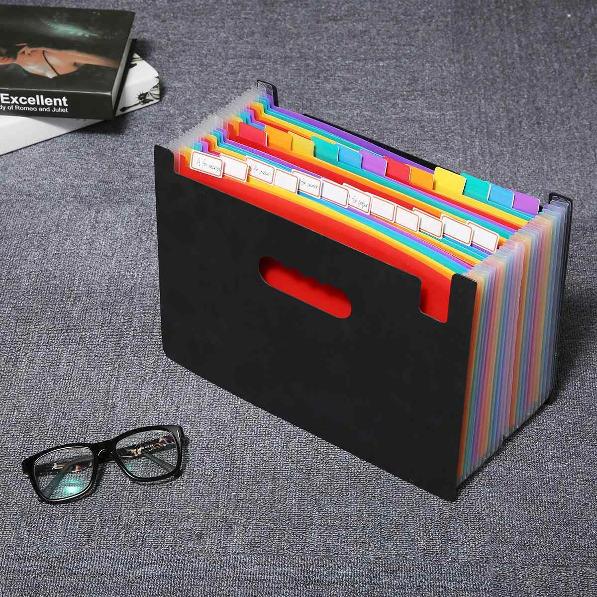 

Expanding File Folder A4 Organizer Portable Rainbow Organ Business File Document Holder Storage Bag 24 Pockets