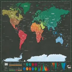 Deluxe Erase Black World Map Scratch off World Map персональные дорожные наклейки на стену
