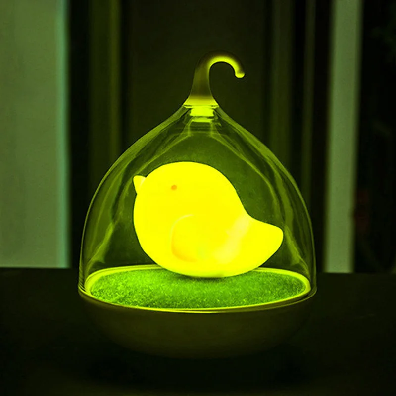 Colorful 3D Bird Cage USB Rechargeable LED Baby Night Light Beside