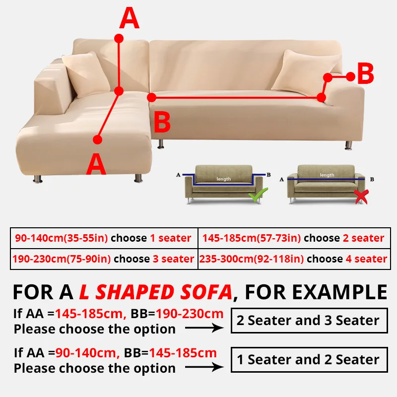 2 Pcs Covers for Corner Sofa Elastic Cover Sofa for Living Room Couch Slipcover Stretch L Shaped Sofa Cover Corner Sofa Cover