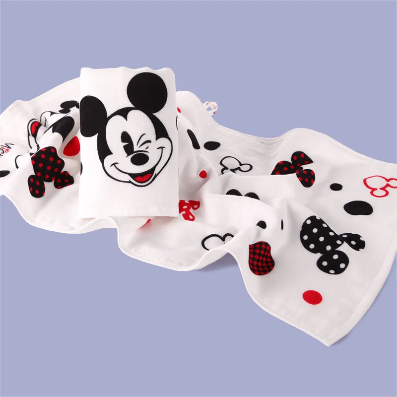 

Disney Minnie Mickey Mouse Towel Couple Cotton Gauze Large Face Towel Cartoon Soft Waterproof Hanging Towel Children's girl Gift