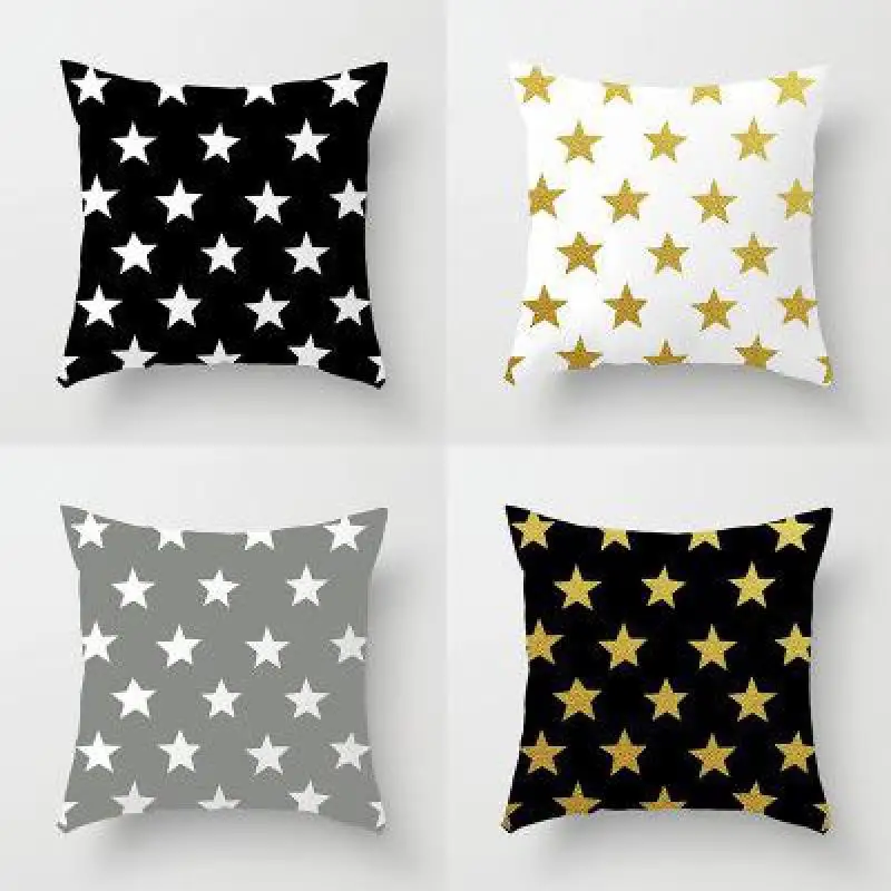 

Minimalist Home Decor Black And White Cushion Nordic Style Star Geometric Decorative For Modern Sofa Chair Back Waist Pillow
