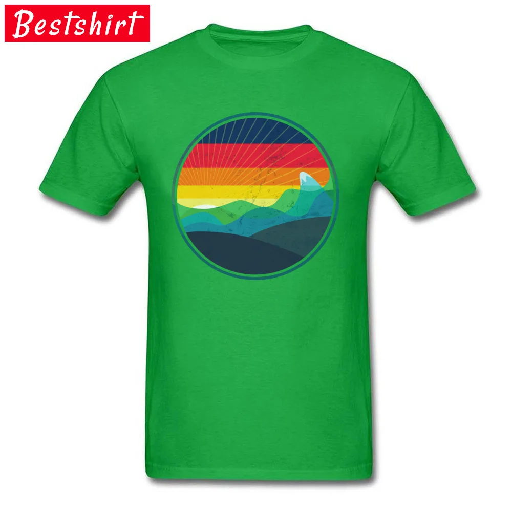 Sea Sunset Europe T-Shirt for Men Pure Cotton Summer/Autumn Tees Gift Tee Shirt Short Sleeve Classic Round Collar Sea Sunset green