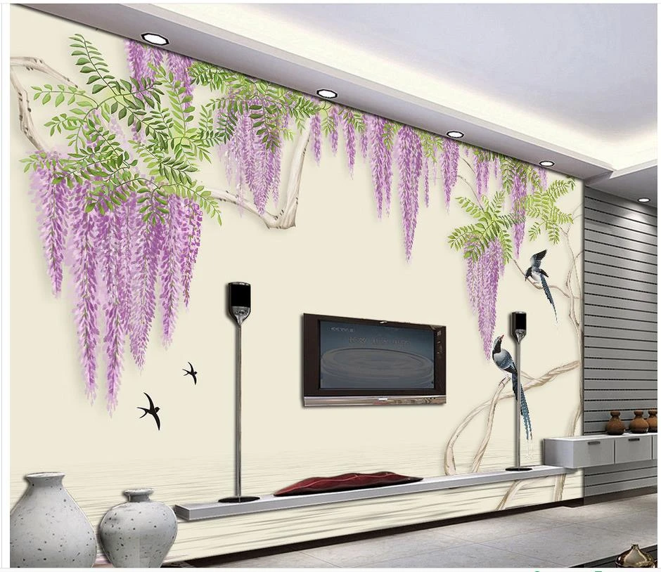 3dの壁壁画壁紙藤夢蘭鳥壁紙3d花家の装飾フォトmural壁紙 Bird Wallpaper 3d Wall Murals Wallpaperphoto Mural Wallpaper Aliexpress