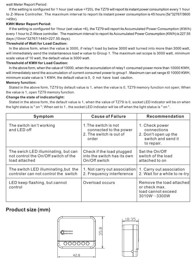 LPSECURITY TZ79 3000 W z-волновое реле с электрометром EU US AU частота