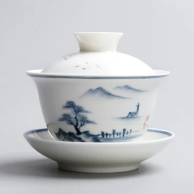 XMT-HOME чайная супница Цзиндэчжэнь gaiwan ручная роспись чайная чаша для молочного Улун Да Хун Пао чай Tie Guan Yin gongfu Чай, гайвань 1 шт - Цвет: like photo